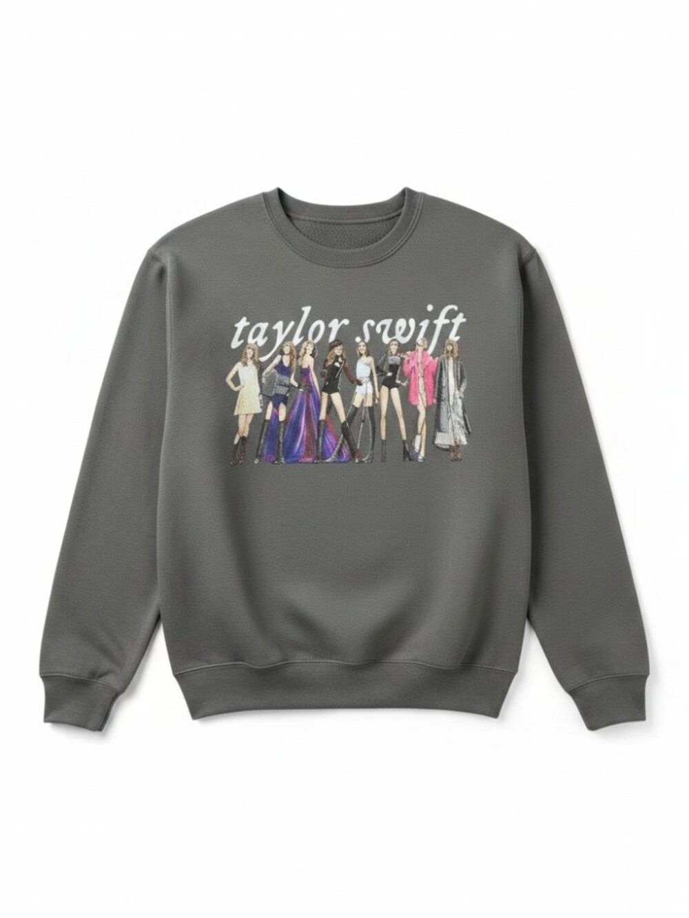 Taylor Swift Eras Tour Graphic Crewneck Sweatshirt Grey Size M